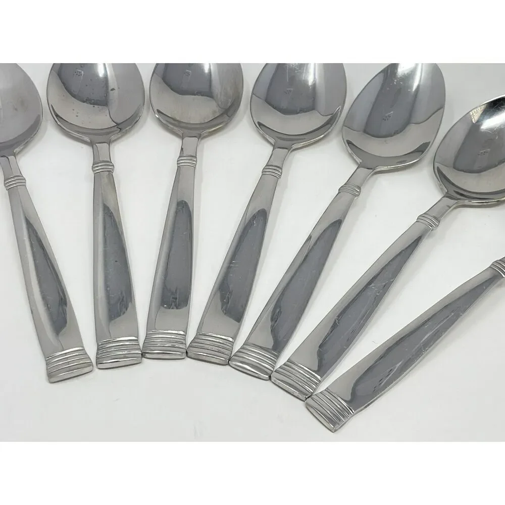 Wallace NAPOLI Glossy Dinner Place Soup Spoons 7” Stainless Flatware Set Of 7